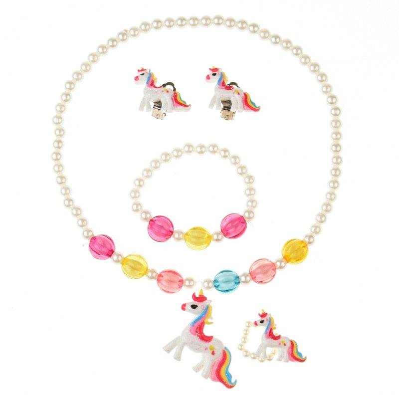 Ensemble Bijoux Licorne Pour Enfant Blanc