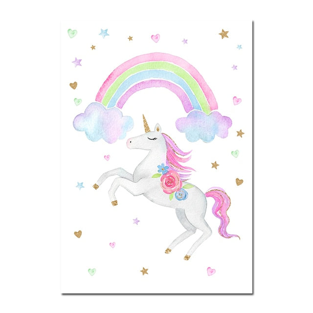 Poster licorne arc en ciel