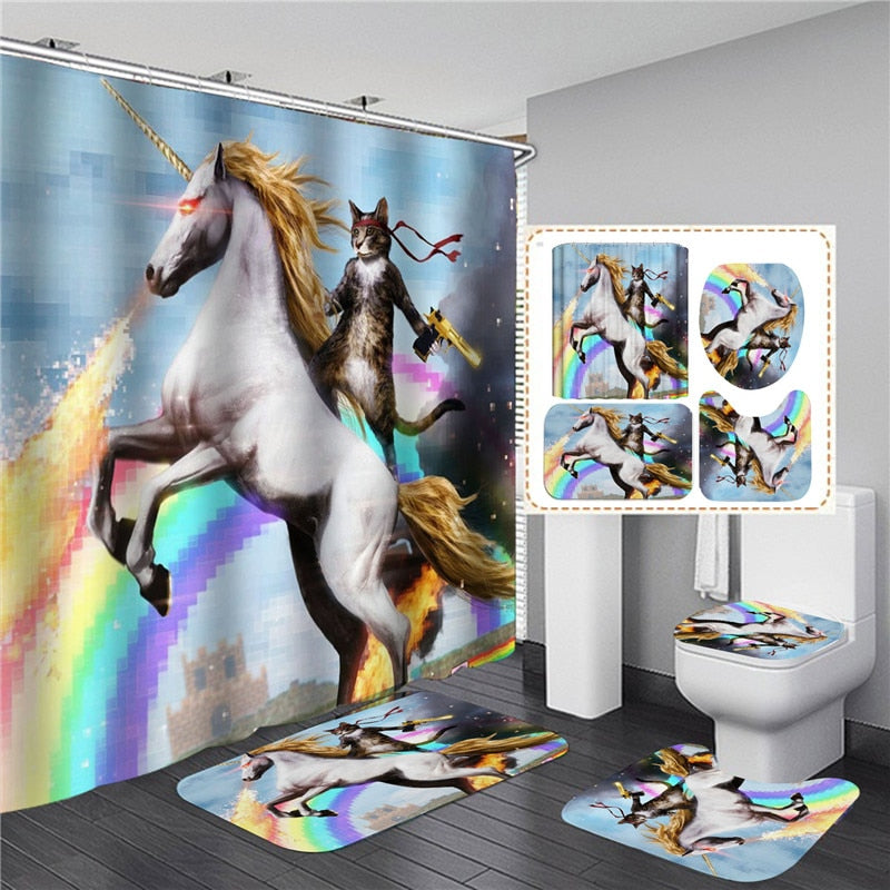 Ensemble tapis de bain toilette licorne