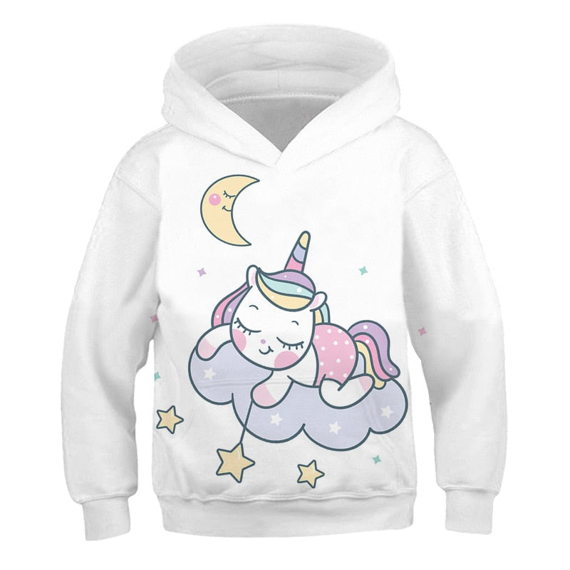 Sweat Licorne Fille Blanc