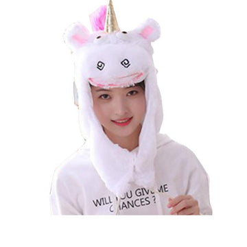 Bonnet En Peluche Tête de Licorne