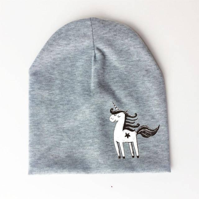 Bonnet Jersey Licorne Garçon et Fille Gris - Une Licorne