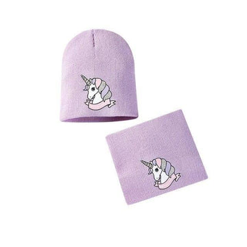 Bonnet Licorne Deux Pièces Pour Fille Violet - Une Licorne