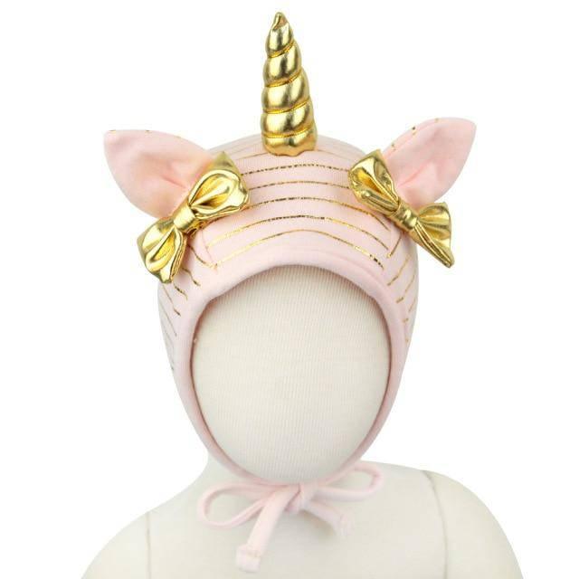 Bonnet Licorne Doré Rose - Une Licorne