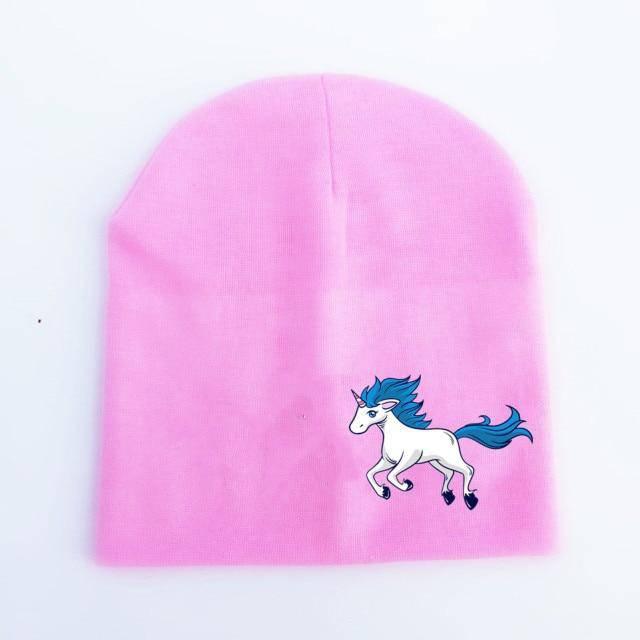 Bonnet Licorne Enfant En Jersey Rose - Une Licorne