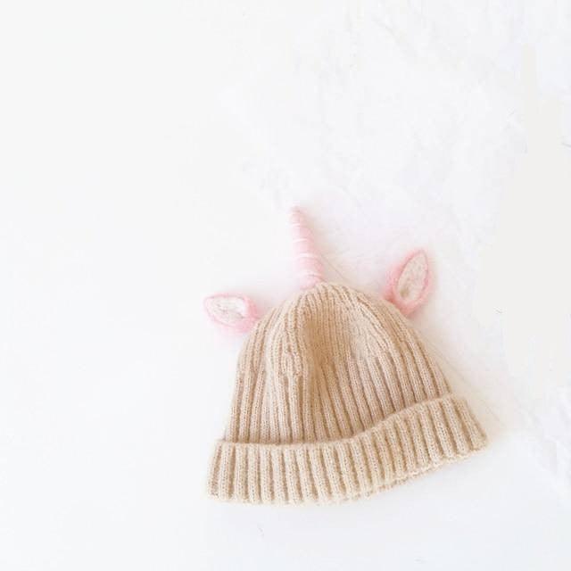 Bonnet Licorne Unisexe Pour Enfant Beige - Une Licorne