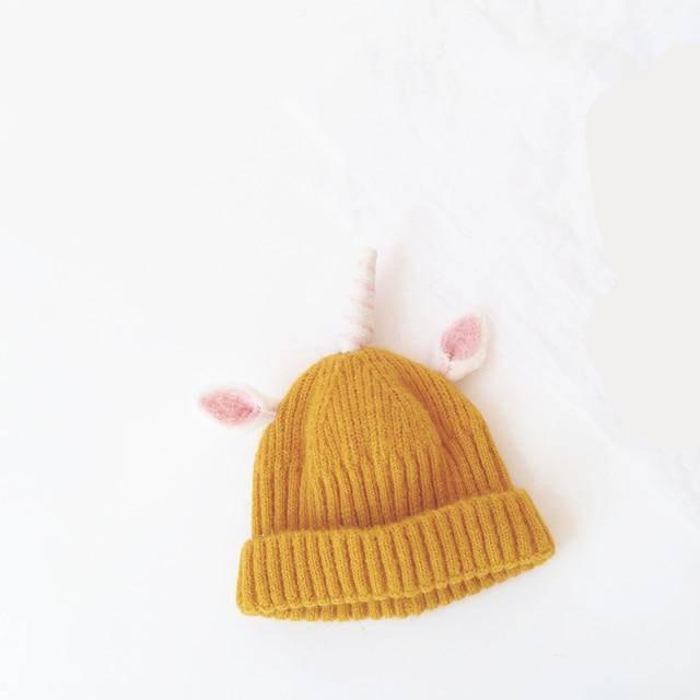 Bonnet Licorne Unisexe Pour Enfant Moutarde - Une Licorne