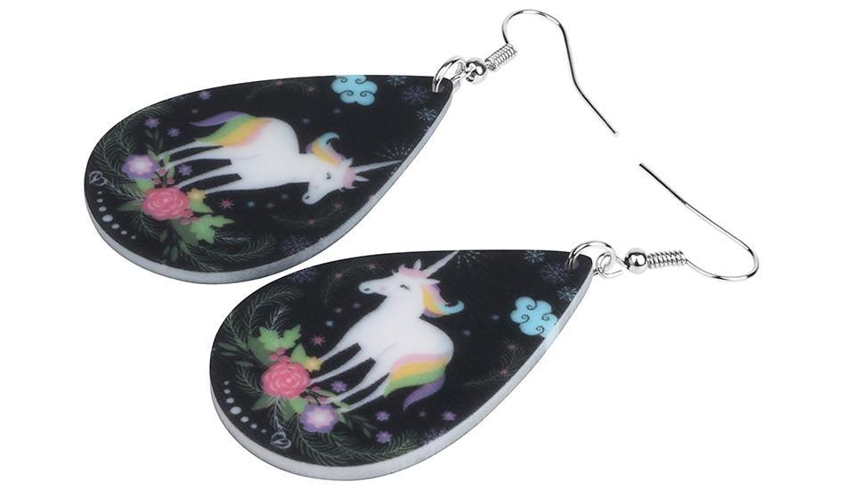 Boucles d'Oreilles Licorne<br> Pendantes - Une Licorne