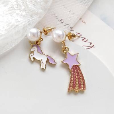 Boucles d'Oreilles Licorne<br> Perles - Une Licorne