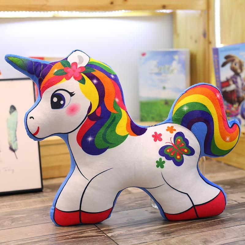 Coussin Licorne<br> Décoration Couleurs Vives - Une Licorne