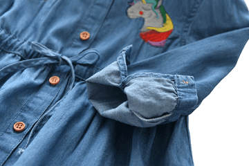 Robe Chemise Licorne Denim Col Claudine Fille