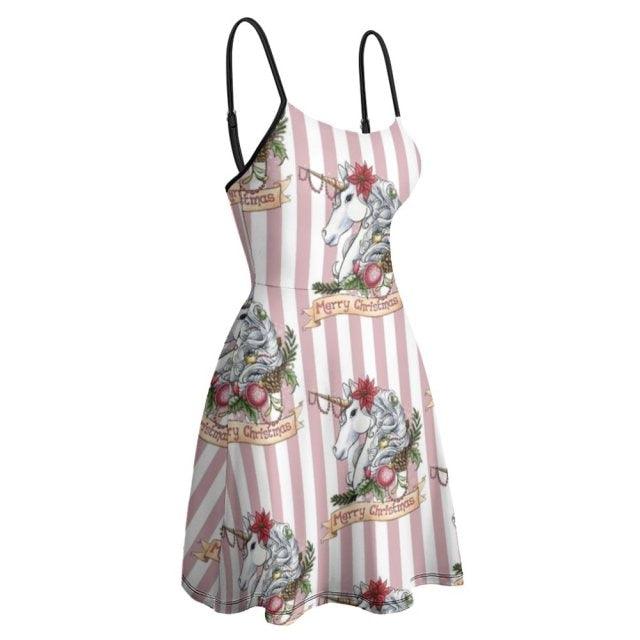 Robe licorne rayée à fines bretelles femme