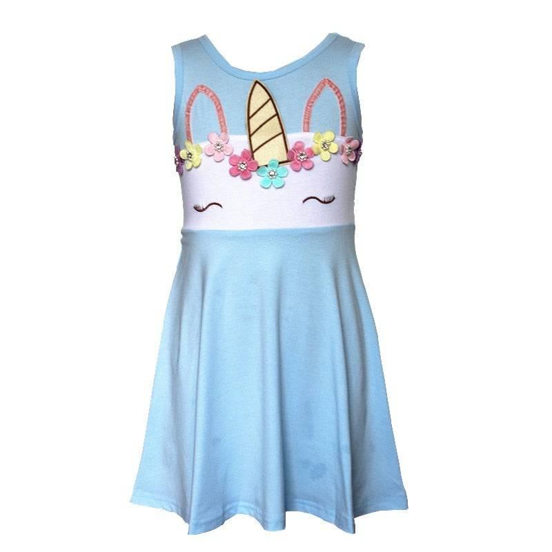 Robe Licorne A Fleurs Multicolores Fille - Licorne