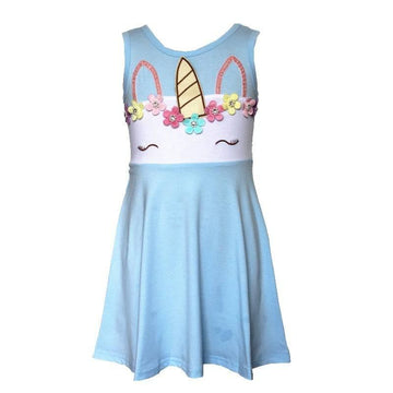 Robe Licorne A Fleurs Multicolores Fille