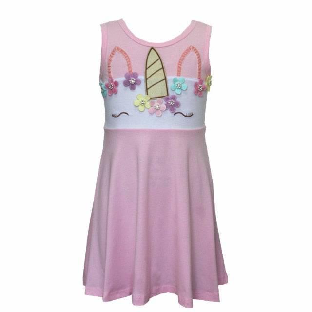 Robe Licorne A Fleurs Multicolores Fille - Licorne