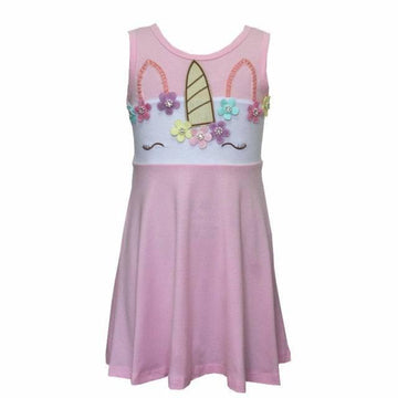 Robe Licorne A Fleurs Multicolores Fille