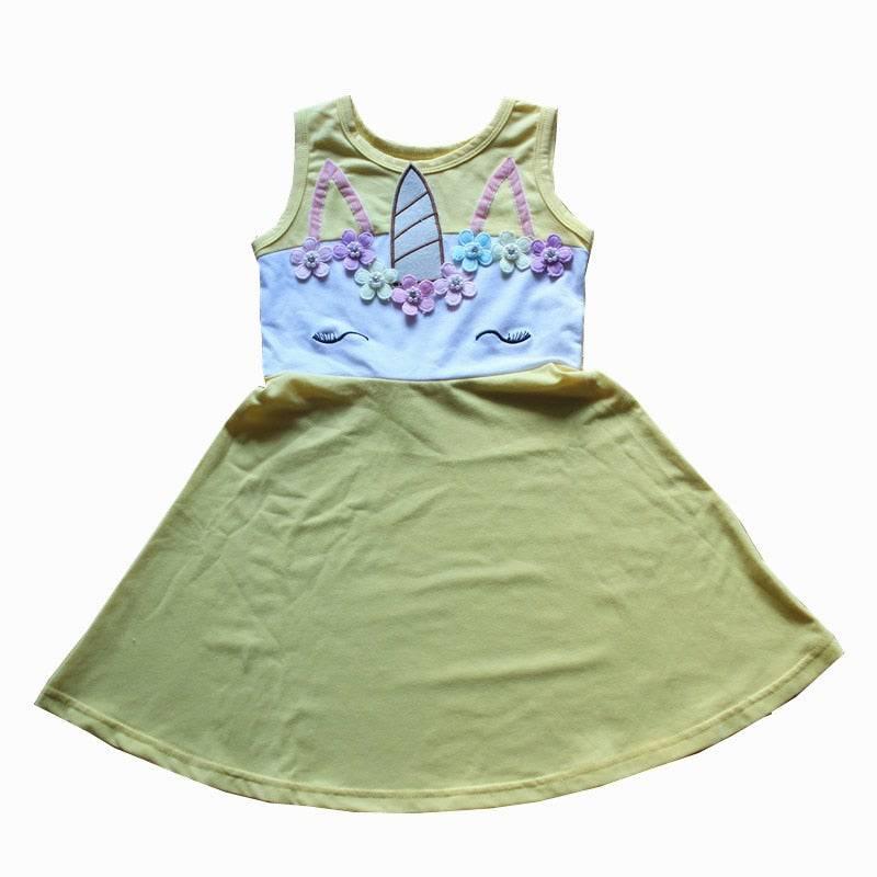 Robe Licorne A Fleurs Multicolores Fille - Licorne