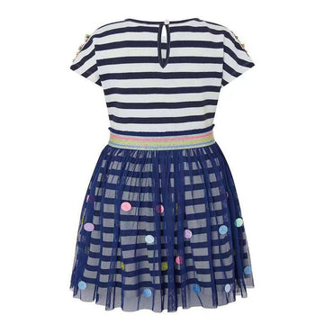 Robe Licorne A Rayures Bleu et Blanc Fille