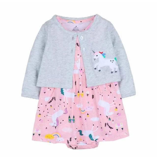 Robe Licorne Avec Cache-couche Accompagnée De Son Cardigan - Licorne