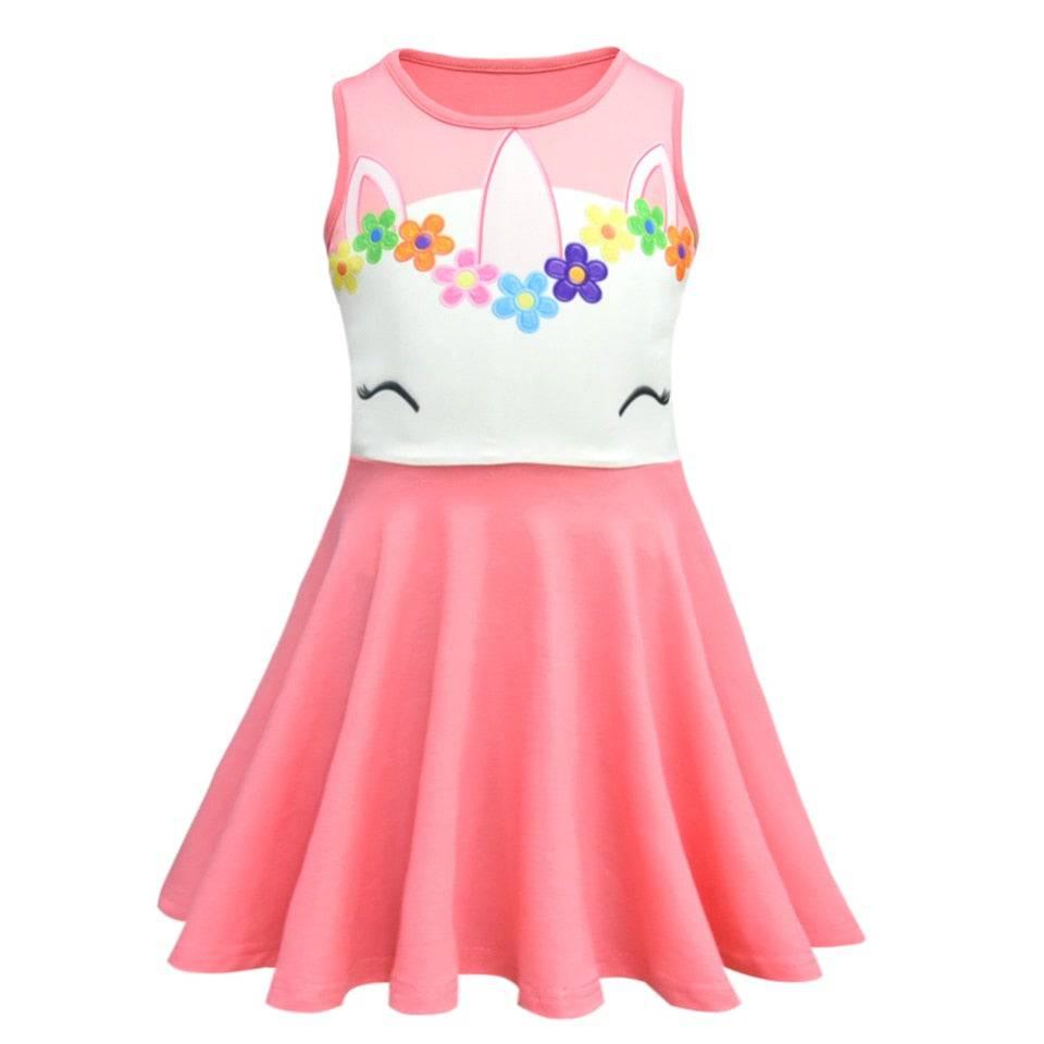 Robe Licorne Avec Une Couronne A Fleurs Fille - Licorne