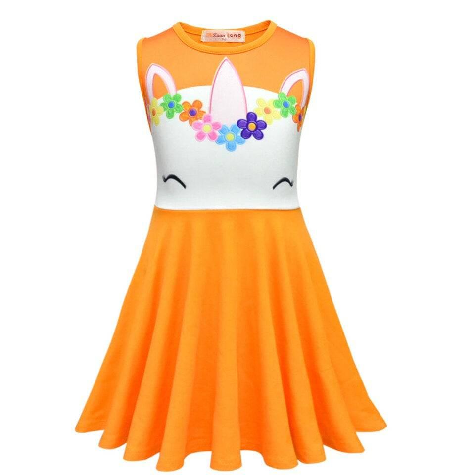 Robe Licorne Avec Une Couronne A Fleurs Fille - Licorne