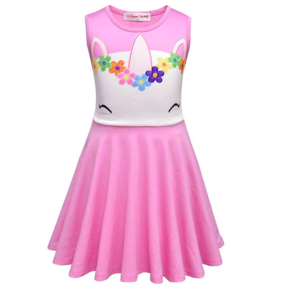 Robe Licorne Avec Une Couronne A Fleurs Fille - Licorne