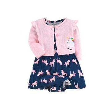 Robe Licorne Bébé Avec Son Bloomer Et Sa Veste