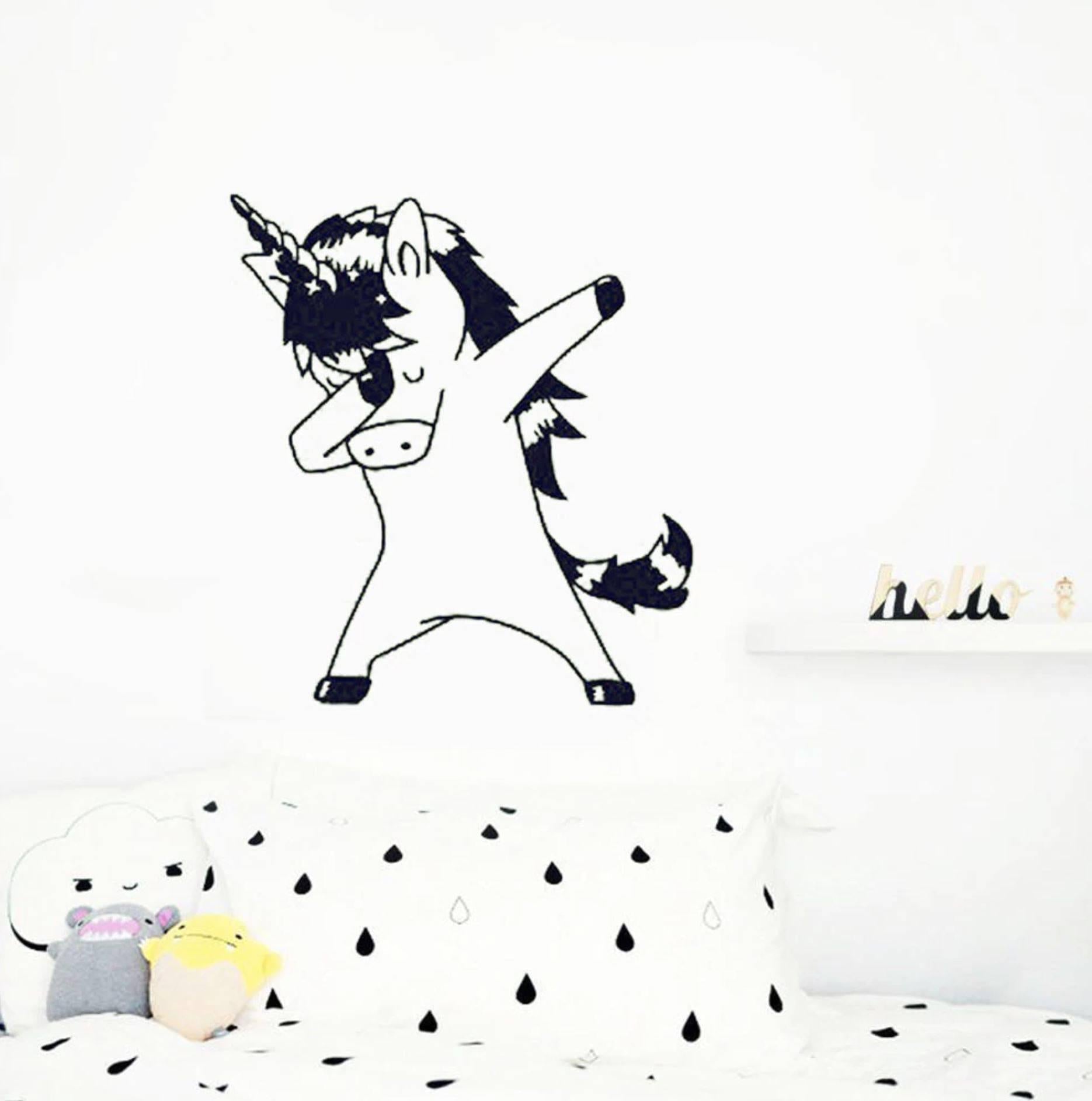Stickers Licorne qui Dab <br> Monochrome - Une Licorne